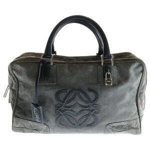 LOEWE Anagram Shoulder Bag Handbag Gray Suede